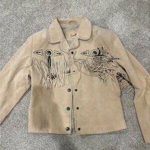 Scully Beige Suede Fringe Western Jacket